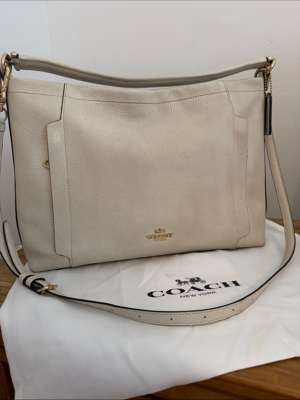 Coach Edie 31 Pebbled Leather Shoulder Bag Off-White (Style 34312)